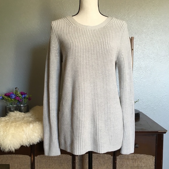 Banana Republic Sweaters - Banana Republic gray knit lace up corset v back